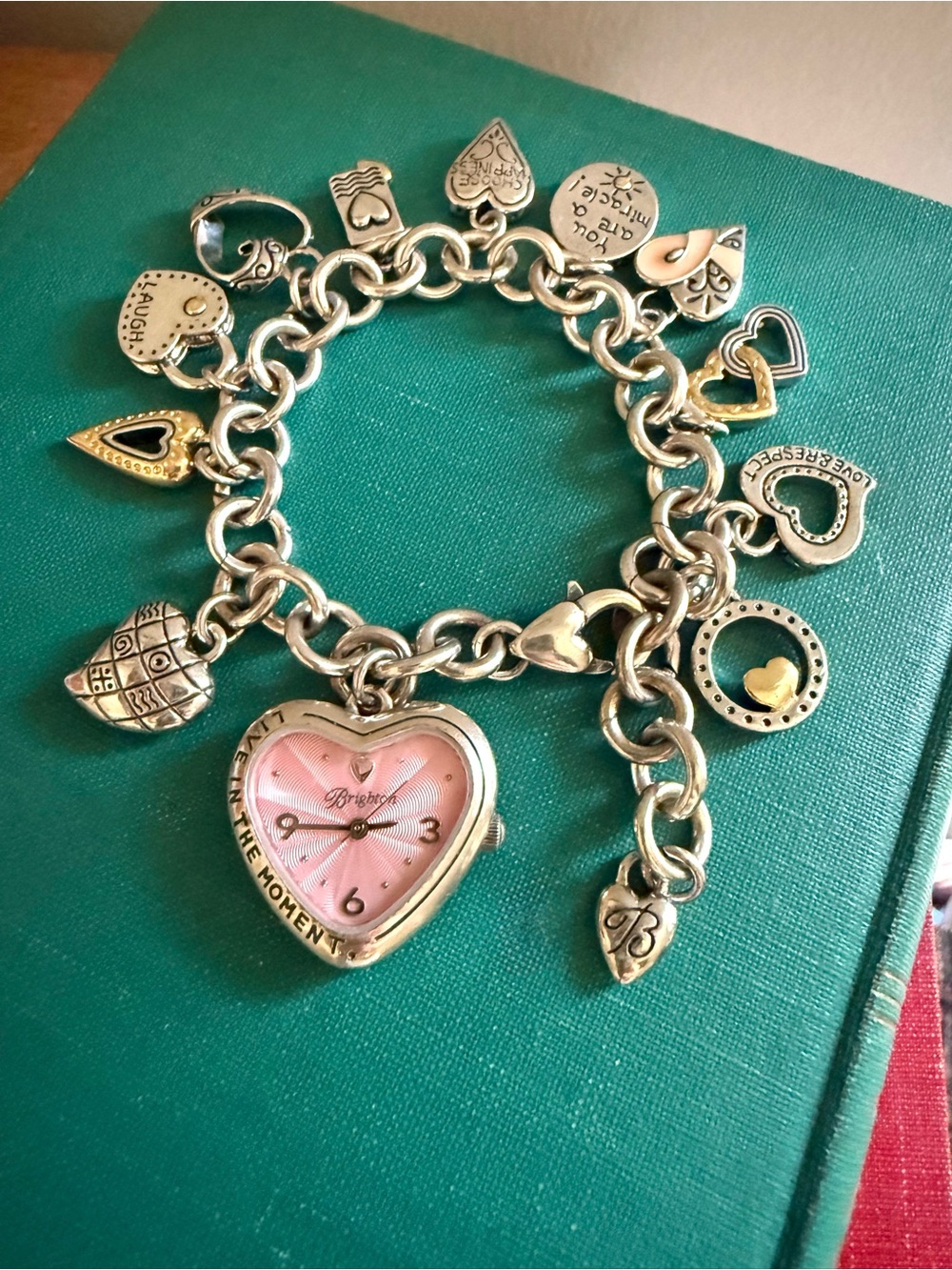 Brighton Power of Pink Heart Breast Cancer Ribbon Charm Watch